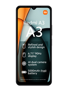 Xiaomi Redmi A3 4Go RAM Noir Minuit Xiaomi Redmi A3 4Go RAM Noir Minuit