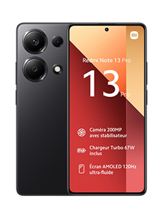 Xiaomi Redmi Note 13 Pro 4G 12Go RAM Noir Minuit Xiaomi Redmi Note 13 Pro 4G 12Go RAM Noir Minuit