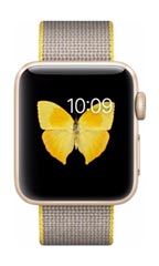 Apple Watch 2 Alu Or 38mm Bracelet Nylon Tissé Jaune et Gris Clair