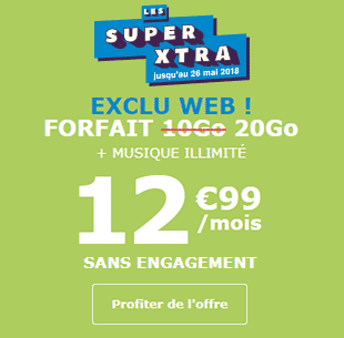 Les Super Extra, 2 fois plus de liberté La Poste Mobile Music Illimité 20Go à 12,99 euros !